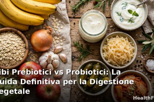 Confronto tra cibi prebiotici come cicoria e aglio e cibi probiotici fermentati per la digestione vegetale