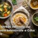 Alimenti antistress come noci, cioccolato fondente e tisane che aiutano microbioma e gestione dello stress