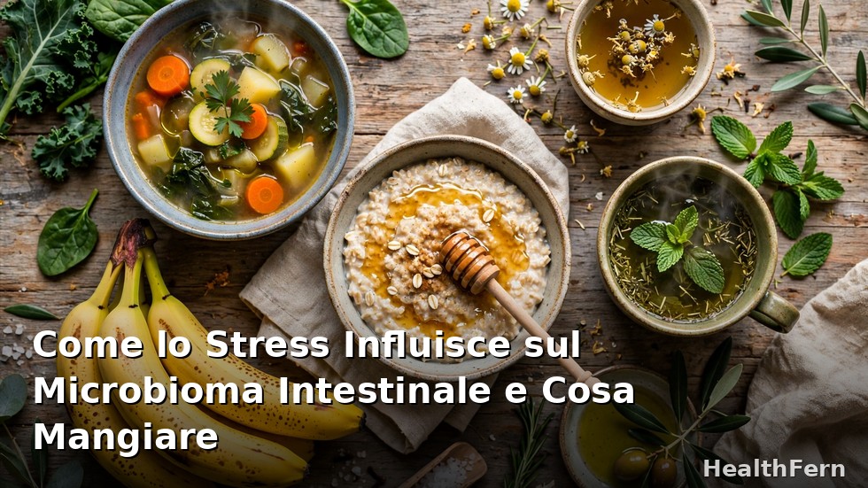Alimenti antistress come noci, cioccolato fondente e tisane che aiutano microbioma e gestione dello stress