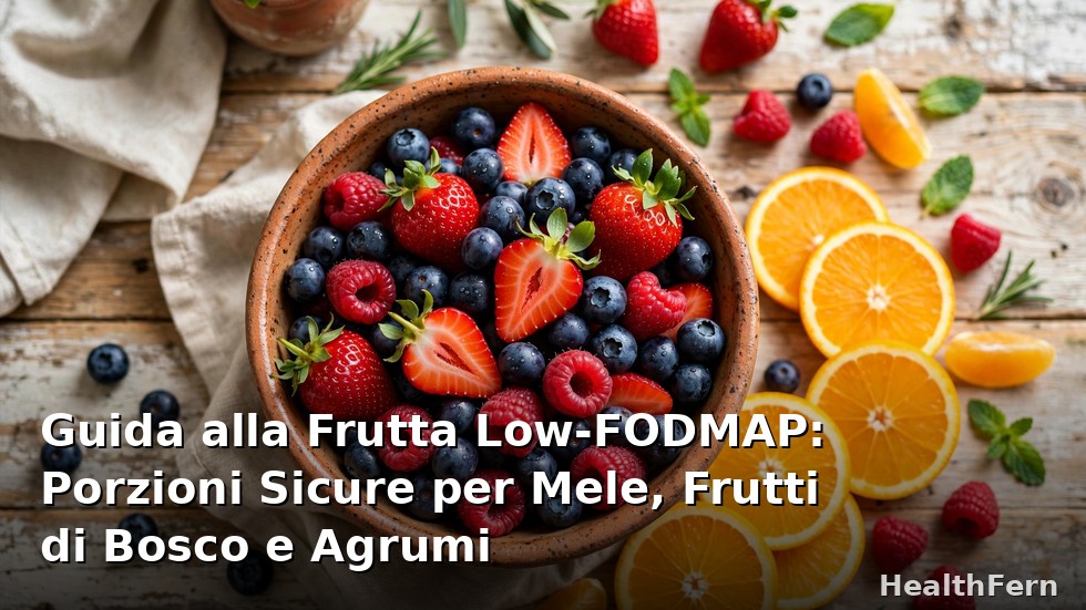 Guida alla frutta low-FODMAP con porzioni sicure per mele, frutti di bosco e agrumi senza gonfiore