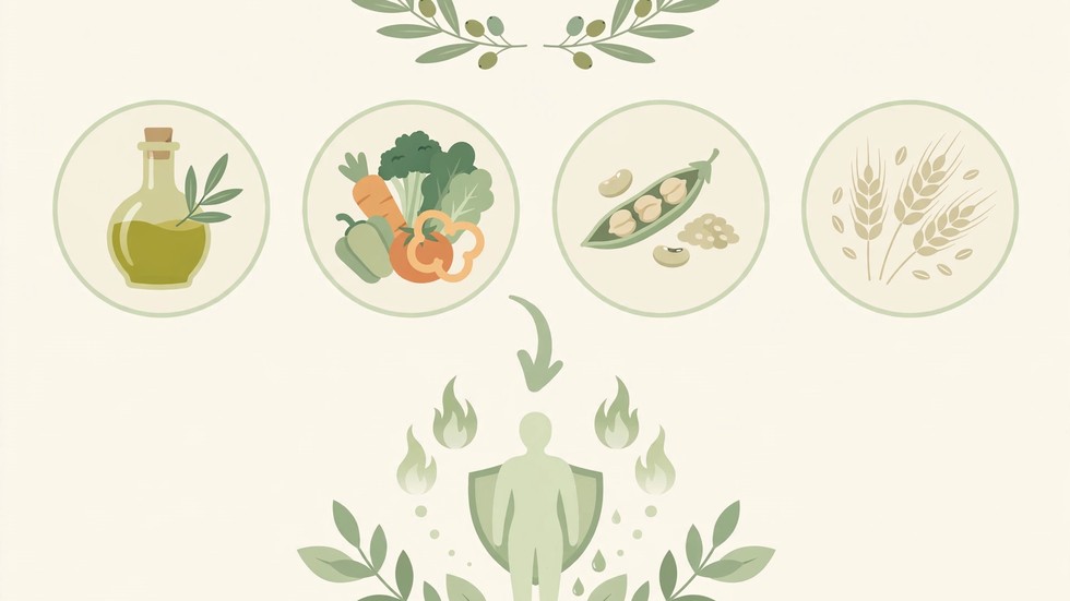 Infografica della piramide mediterranea vegetale con porzioni e frequenze consigliate