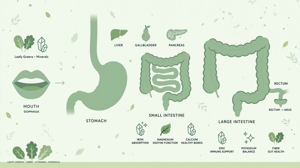 Infografica sulle funzioni del magnesio nella digestione