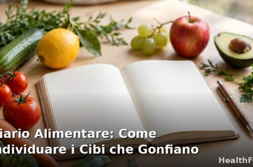 Quaderno diario alimentare con penna e cibi sani