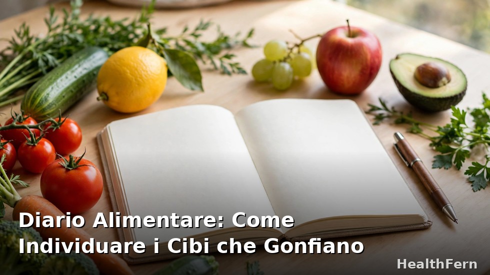 Quaderno diario alimentare con penna e cibi sani