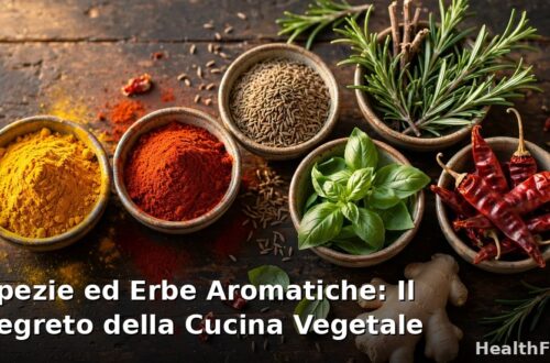 Spezie ed erbe aromatiche colorate in ciotoline: curcuma, paprika, rosmarino, basilico e cumino